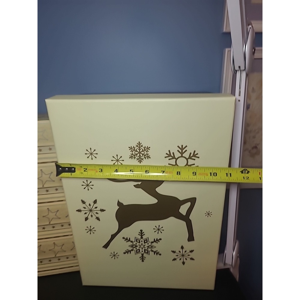 3 Christmas Nesting Gift Boxes Holiday Golden Reindeer stars Storage Gift - Picture 11 of 16